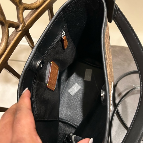 Coach Tan and Black Floral Crossbody Bag - Picture 6 of 8